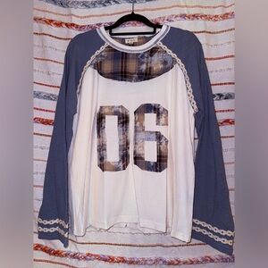 POL Raglan 06 Blue and White Long Sleeve Tee - New